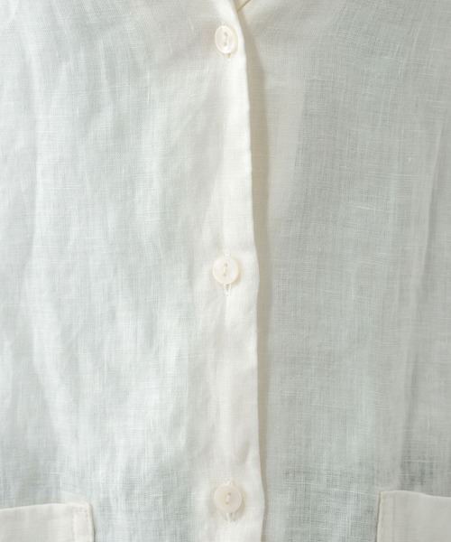 GLOBAL WORK（グローバルワーク）の「フレンチリネンシャツジャケット/599628（シャツ/ブラウス・レディース・ブラック/オフホワイト/ブラウン・MEDIUM/LARGE）」の14枚目の写真