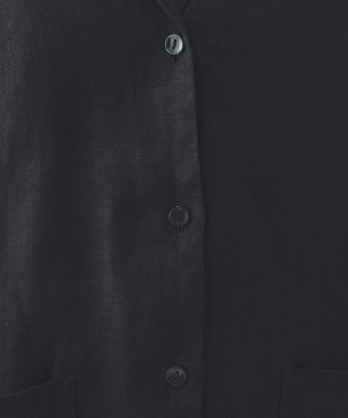 GLOBAL WORK（グローバルワーク）の「フレンチリネンシャツジャケット/599628（シャツ/ブラウス・レディース・ブラック/オフホワイト/ブラウン・MEDIUM/LARGE）」の15枚目の写真