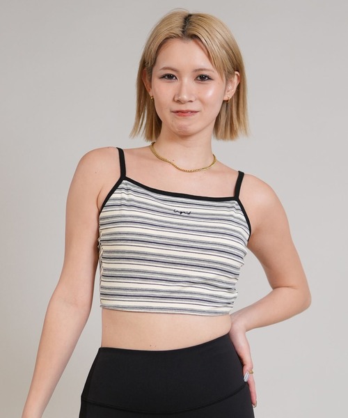 Ungrid(アングリッド)の「Ungrid/アングリッド ブラトップ リブ ボーダー パット付き 水陸両用 561101 UT(タンクトップ・レディース・ブラック/ブラウン・M/L)」の1枚目の写真