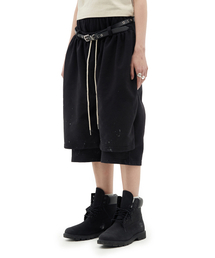 DEFGARMENTS（デフグラメンツ）の「PAINTING BLUSHED BURMUDA SHORTS [BLACK]（その他パンツ）」