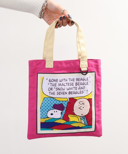 SNOOPY(スヌーピー)の「SNOOPY スヌーピー ミニフラットトートバッグ ビビットカラー(トートバッグ・レディース・ピンク/イエロー・FREE)」の3枚目の写真