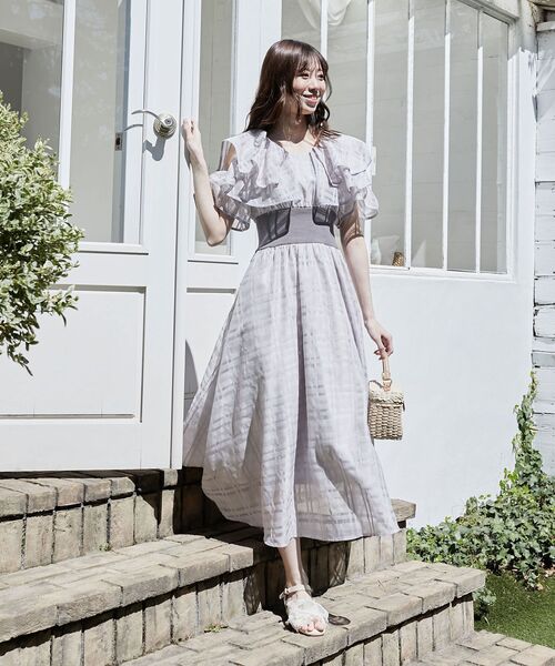 MAJESTIC LEGON(マジェスティックレゴン)の「ダブルカラーコルセットワンピース(ワンピース・レディース・ピンク系その他2/グレー系その他/ブラック/ベージュ系その他2/ブラック系その他/ホワイト系その他2・SMALL/X-SMALL/LARGE/MEDIUM)」の4枚目の写真