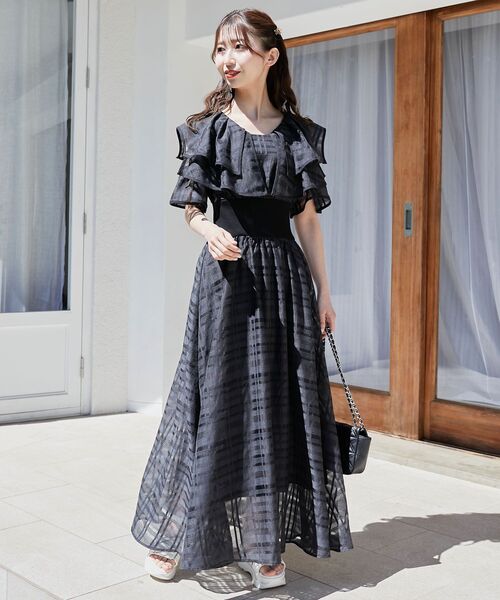 MAJESTIC LEGON(マジェスティックレゴン)の「ダブルカラーコルセットワンピース(ワンピース・レディース・ピンク系その他2/グレー系その他/ブラック/ベージュ系その他2/ブラック系その他/ホワイト系その他2・SMALL/X-SMALL/LARGE/MEDIUM)」の2枚目の写真