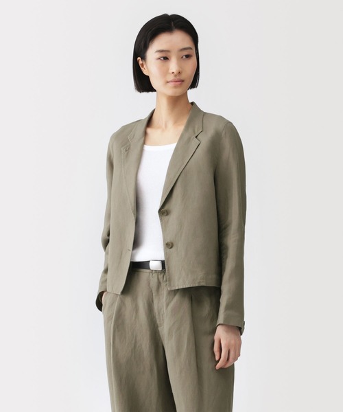 MUJI Labo(ムジラボ)の「〔MUJI Labo〕婦人 リネンリヨセルショートジャケット(その他アウター・レディース・ブラック/カーキ・S/M/L/XL)」の2枚目の写真