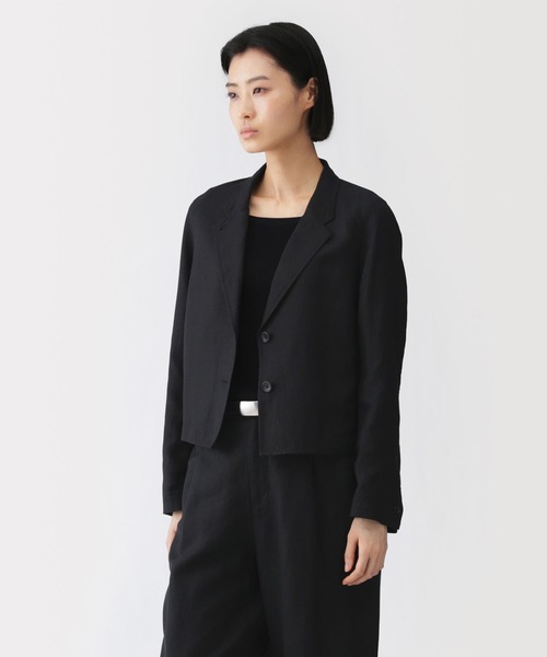 MUJI Labo(ムジラボ)の「〔MUJI Labo〕婦人 リネンリヨセルショートジャケット(その他アウター・レディース・ブラック/カーキ・S/M/L/XL)」の1枚目の写真