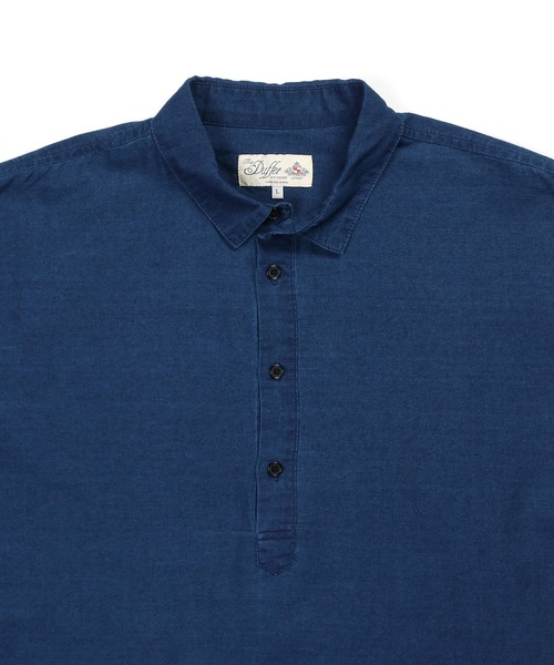 The DUFFER of ST.GEORGE(ザダファーオブセントジョージ)の「SHEER DENIM SHORT COLLAR PO SHIRT:ショートカラー シアー デニムシャツ(シャツ/ブラウス・メンズ・インディゴブルー・MEDIUM/X-LARGE/LARGE/SMALL)」の7枚目の写真