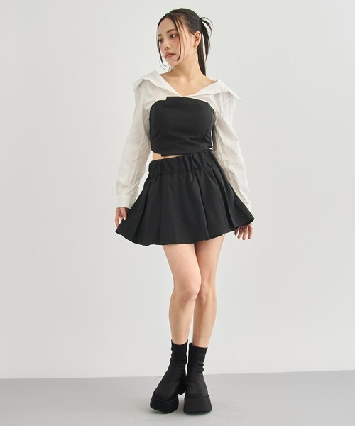 ANAP（アナップ）の「Kギャル ブラウス × ボックスプリーツ セットアップ（シャツ/ブラウス・レディース・ブラック×ホワイト/グレー×ホワイト・F）」の6枚目の写真