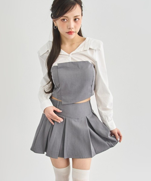 ANAP（アナップ）の「Kギャル ブラウス × ボックスプリーツ セットアップ（シャツ/ブラウス・レディース・ブラック×ホワイト/グレー×ホワイト・F）」の22枚目の写真