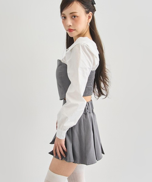 ANAP（アナップ）の「Kギャル ブラウス × ボックスプリーツ セットアップ（シャツ/ブラウス・レディース・ブラック×ホワイト/グレー×ホワイト・F）」の21枚目の写真