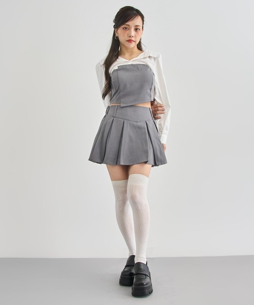 ANAP（アナップ）の「Kギャル ブラウス × ボックスプリーツ セットアップ（シャツ/ブラウス・レディース・ブラック×ホワイト/グレー×ホワイト・F）」の18枚目の写真