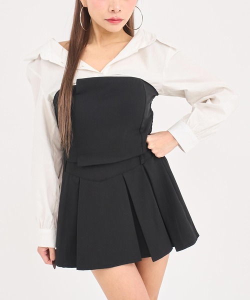 ANAP（アナップ）の「Kギャル ブラウス × ボックスプリーツ セットアップ（シャツ/ブラウス・レディース・ブラック×ホワイト/グレー×ホワイト・F）」の5枚目の写真