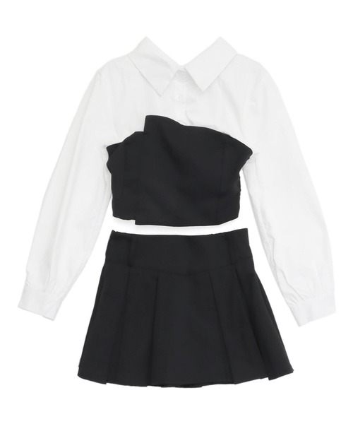ANAP（アナップ）の「Kギャル ブラウス × ボックスプリーツ セットアップ（シャツ/ブラウス・レディース・ブラック×ホワイト/グレー×ホワイト・F）」の17枚目の写真