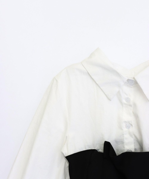 ANAP（アナップ）の「Kギャル ブラウス × ボックスプリーツ セットアップ（シャツ/ブラウス・レディース・ブラック×ホワイト/グレー×ホワイト・F）」の10枚目の写真