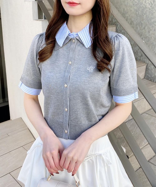 INGNI（イング）の「Wカラー配色半袖ポロニット（ニット/セーター・レディース・ネイビー系8/グレー系8/ホワイト系その他4・M）」の16枚目の写真