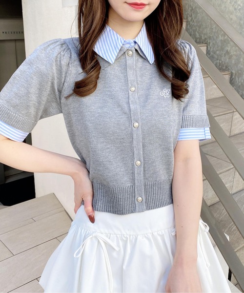 INGNI（イング）の「Wカラー配色半袖ポロニット（ニット/セーター・レディース・ネイビー系8/グレー系8/ホワイト系その他4・M）」の15枚目の写真