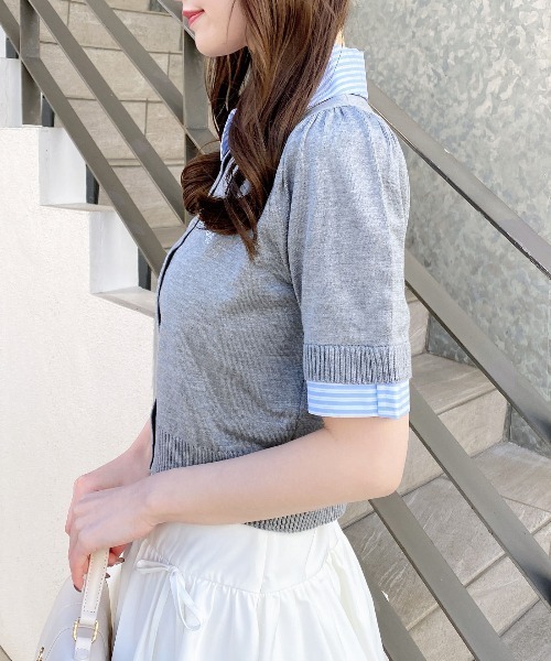 INGNI（イング）の「Wカラー配色半袖ポロニット（ニット/セーター・レディース・ネイビー系8/グレー系8/ホワイト系その他4・M）」の14枚目の写真