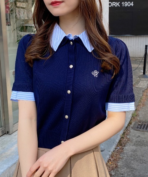 INGNI（イング）の「Wカラー配色半袖ポロニット（ニット/セーター・レディース・ネイビー系8/グレー系8/ホワイト系その他4・M）」の10枚目の写真