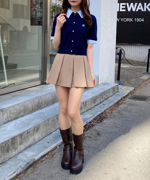 INGNI（イング）の「Wカラー配色半袖ポロニット（ニット/セーター・レディース・ネイビー系8/グレー系8/ホワイト系その他4・M）」の4枚目の写真