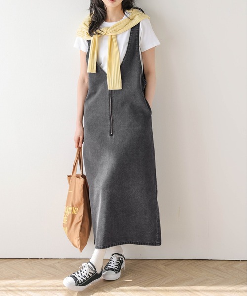 CURA CLOSET（キュラ クローゼット）の「【loverara.loverara コラボ】【セットアップ対応】デニムジャンパースカート/スタイルアップ/体型カバー（ジャンパースカート・レディース・ブルー/ライトブルー/ブラック系・C/フリー）」の17枚目の写真