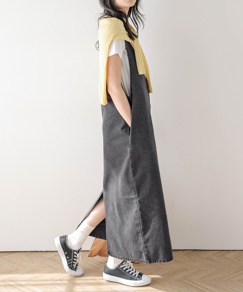 CURA CLOSET（キュラ クローゼット）の「【loverara.loverara コラボ】【セットアップ対応】デニムジャンパースカート/スタイルアップ/体型カバー（ジャンパースカート・レディース・ブルー/ライトブルー/ブラック系・C/フリー）」の19枚目の写真