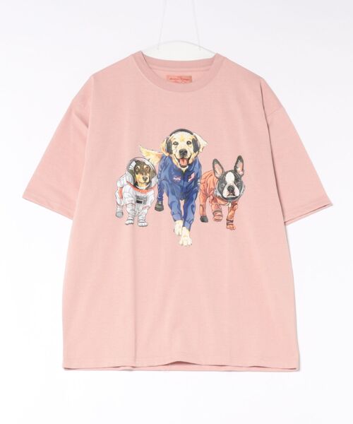 CORISCO(コリスコ)の「スペースアニマル柄TEE(M1)(Tシャツ/カットソー・メンズ・ブラック系1/グレー系1/グリーン系2/ダークグリーン系2/ピンク系2/ブルー系1/ダークグリーン系1/ピンク系1/キナリ/オートミール/グレー系2/ホワイト系1/ブルー系2/グリーン系1/ブラック系2/ホワイト系2・MEDIUM/X-LARGE/LARGE)」の22枚目の写真