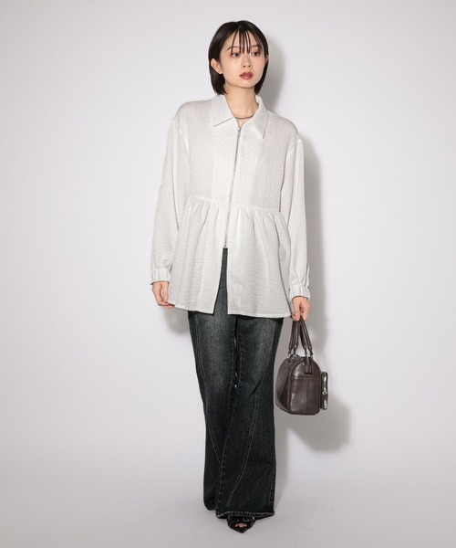 PAGEBOY（ページボーイ）の「シアージャガードペプラムブルゾン（ブルゾン・レディース・ブラック/オフホワイト・FREE）」の3枚目の写真