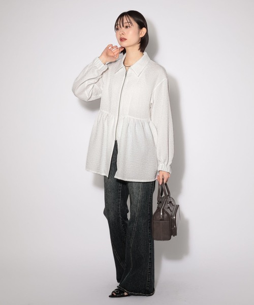 PAGEBOY（ページボーイ）の「シアージャガードペプラムブルゾン（ブルゾン・レディース・ブラック/オフホワイト・FREE）」の4枚目の写真