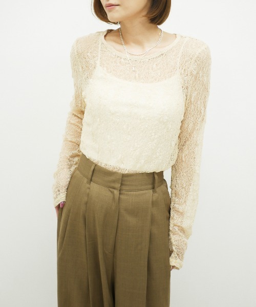My shawty(マイシャウティー)の「lace gather top(Tシャツ/カットソー・レディース・アイボリー/ブラック/ライトブルー/ベージュ・FREE)」の4枚目の写真