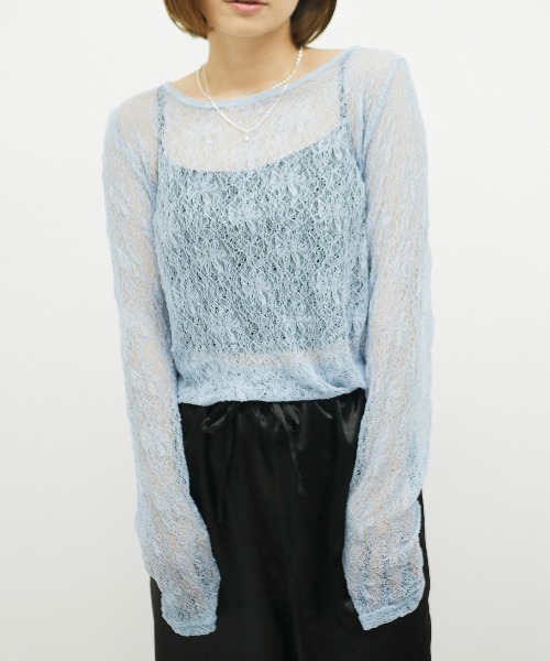 My shawty(マイシャウティー)の「lace gather top(Tシャツ/カットソー・レディース・アイボリー/ブラック/ライトブルー/ベージュ・FREE)」の1枚目の写真