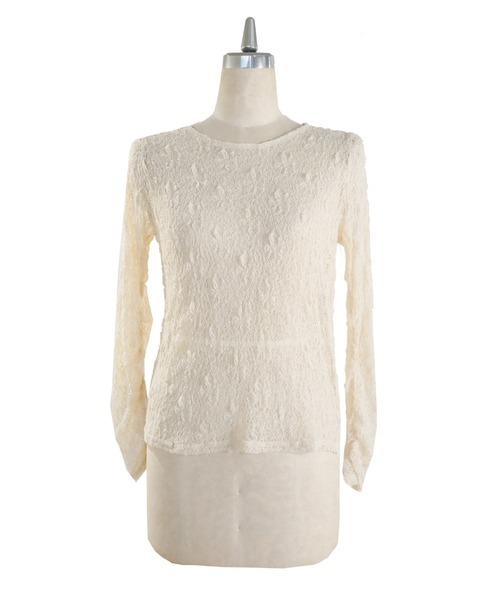 My shawty(マイシャウティー)の「lace gather top(Tシャツ/カットソー・レディース・アイボリー/ブラック/ライトブルー/ベージュ・FREE)」の8枚目の写真