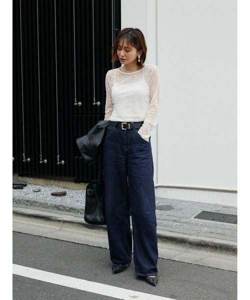 My shawty(マイシャウティー)の「lace gather top(Tシャツ/カットソー・レディース・アイボリー/ブラック/ライトブルー/ベージュ・FREE)」の13枚目の写真