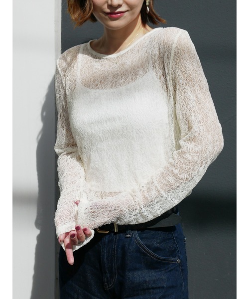 My shawty(マイシャウティー)の「lace gather top(Tシャツ/カットソー・レディース・アイボリー/ブラック/ライトブルー/ベージュ・FREE)」の15枚目の写真