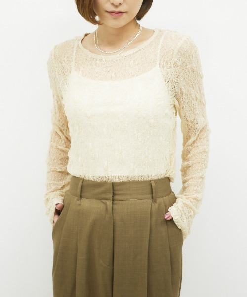 My shawty(マイシャウティー)の「lace gather top(Tシャツ/カットソー・レディース・アイボリー/ブラック/ライトブルー/ベージュ・FREE)」の17枚目の写真