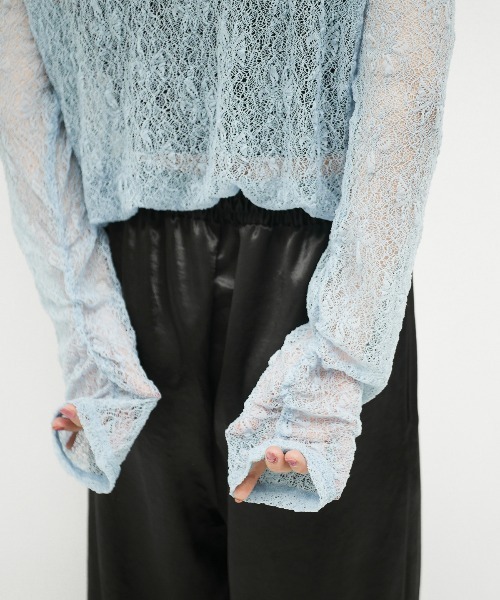 My shawty(マイシャウティー)の「lace gather top(Tシャツ/カットソー・レディース・アイボリー/ブラック/ライトブルー/ベージュ・FREE)」の19枚目の写真