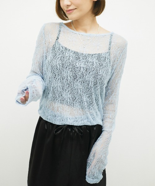 My shawty(マイシャウティー)の「lace gather top(Tシャツ/カットソー・レディース・アイボリー/ブラック/ライトブルー/ベージュ・FREE)」の18枚目の写真