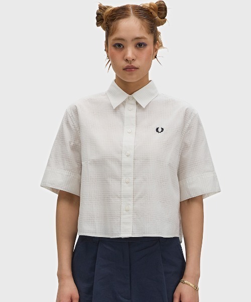 FRED PERRY(フレッドペリー)の「Open Weave Chequerboard Shirt/オープンウィーブチェッカーボードシャツ(シャツ/ブラウス・レディース・ホワイト・10)」の5枚目の写真