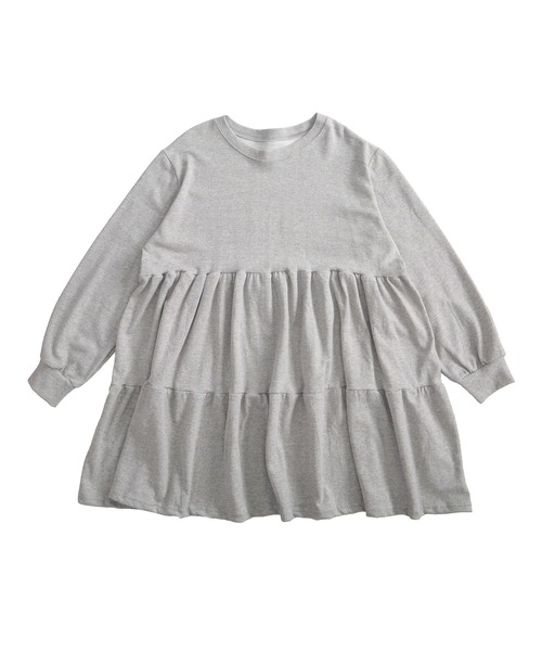 HEILIS(ヘイリス)の「ティアードカットワンピース / カットソー 長袖 ワンピース ミドル丈 膝丈 チュニック スエット スウェットライク ティアード 夏服 春服 秋服 韓国 無地 シンプル ノームコア カジュアル レイヤード シティガール マタニティ(ワンピース・レディース・グレー/ブラック・FREE)」の13枚目の写真