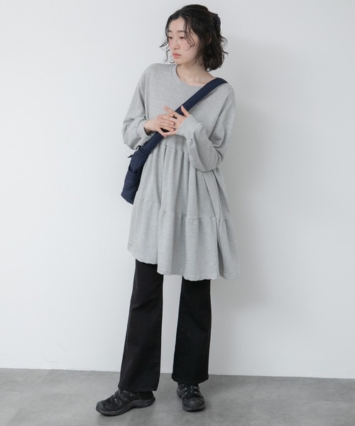 yori  大人気！ティアードカットソー  サックス 秋服 ベーシック裏毛ティアードカットソー – yori shirocon