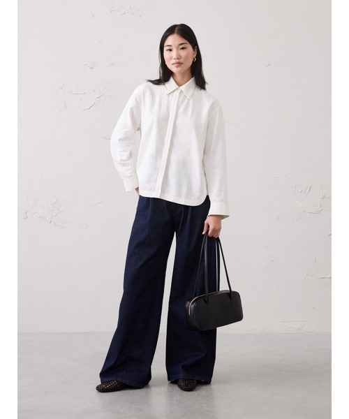 BANANA REPUBLIC FACTORY STORE(バナナリパブリック ファクトリーストア)の「BANANA REPUBLIC FACTORY STORE 日本限定 オーバーサイズ リネンシャツ(シャツ/ブラウス・レディース・ベージュ/ベージュ系その他/ホワイト/グリーン/ネイビー/ピンク・M/S/L/XS)」の9枚目の写真