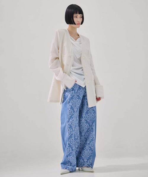 FETICO（フェティコ）の「【FETICO/フェティコ】《STUDIOUS別注》別注 LACE-PANELED JACKET/レースパネルドジャケット/シャツジャケット（ノーカラージャケット・レディース・ブラック/アイボリー・36/38）」の17枚目の写真