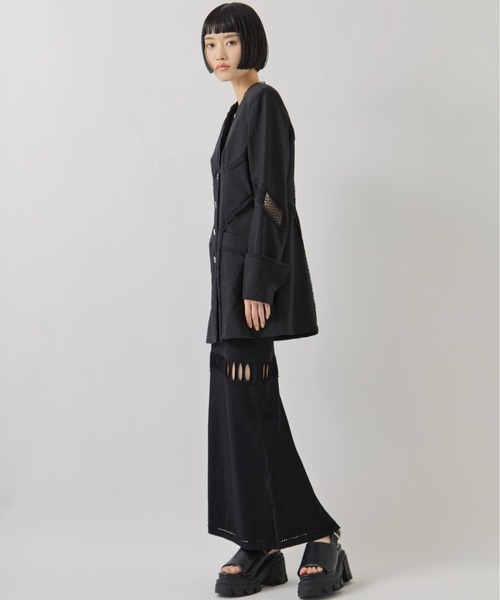 FETICO（フェティコ）の「【FETICO/フェティコ】《STUDIOUS別注》別注 LACE-PANELED JACKET/レースパネルドジャケット/シャツジャケット（ノーカラージャケット・レディース・ブラック/アイボリー・36/38）」の10枚目の写真