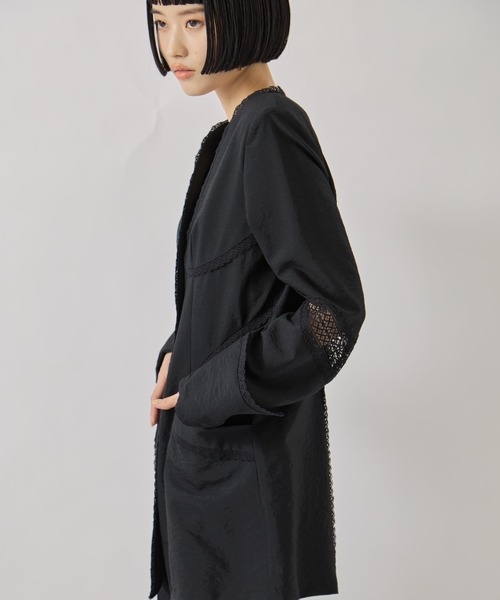 FETICO（フェティコ）の「【FETICO/フェティコ】《STUDIOUS別注》別注 LACE-PANELED JACKET/レースパネルドジャケット/シャツジャケット（ノーカラージャケット・レディース・ブラック/アイボリー・36/38）」の15枚目の写真