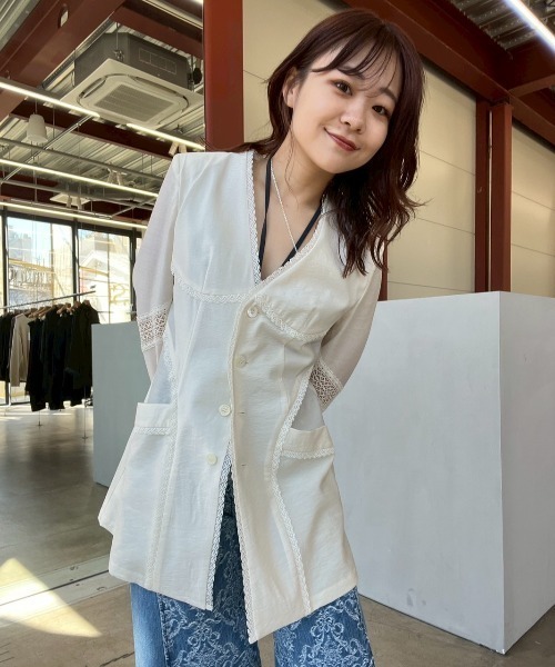 FETICO/フェティコ】《STUDIOUS別注》別注 LACE-PANELED JACKET/レース