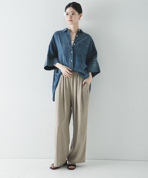 URBAN RESEARCH（アーバンリサーチ）の「ハーフスリーブシアーデニムシャツ（シャツ/ブラウス・レディース・ブルー/ブルー系その他・FREE）」の7枚目の写真