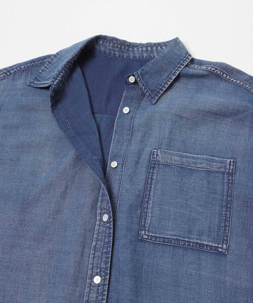 URBAN RESEARCH（アーバンリサーチ）の「ハーフスリーブシアーデニムシャツ（シャツ/ブラウス・レディース・ブルー/ブルー系その他・FREE）」の9枚目の写真