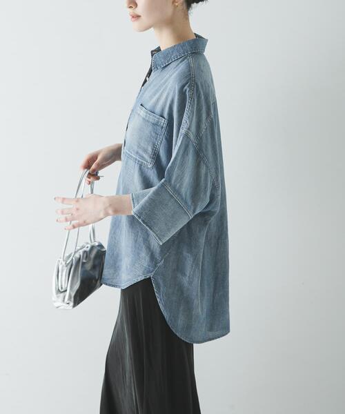 URBAN RESEARCH（アーバンリサーチ）の「ハーフスリーブシアーデニムシャツ（シャツ/ブラウス・レディース・ブルー/ブルー系その他・FREE）」の15枚目の写真