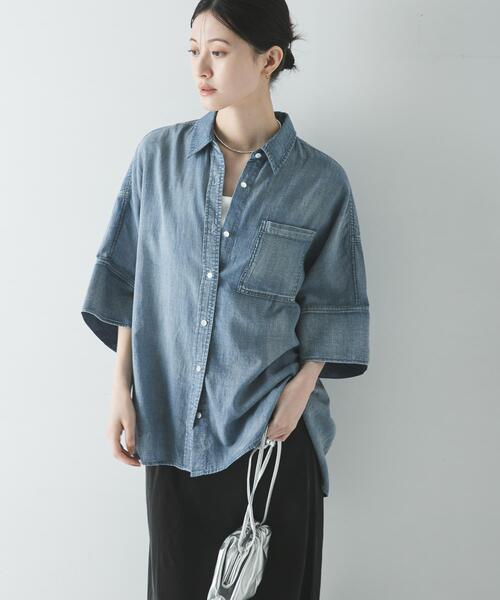 URBAN RESEARCH（アーバンリサーチ）の「ハーフスリーブシアーデニムシャツ（シャツ/ブラウス・レディース・ブルー/ブルー系その他・FREE）」の16枚目の写真