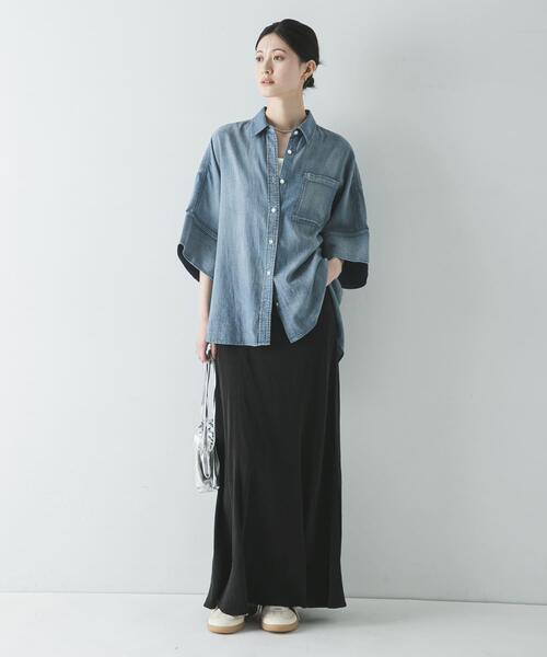 URBAN RESEARCH（アーバンリサーチ）の「ハーフスリーブシアーデニムシャツ（シャツ/ブラウス・レディース・ブルー/ブルー系その他・FREE）」の19枚目の写真