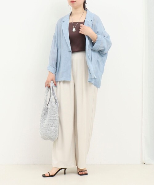 MICO COULIER(ミコクリエ)の「シアーデニムテーラージャケット(テーラードジャケット・レディース・チャコールグレー/ネイビー/サックスブルー・38)」の4枚目の写真