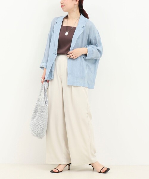 MICO COULIER(ミコクリエ)の「シアーデニムテーラージャケット(テーラードジャケット・レディース・チャコールグレー/ネイビー/サックスブルー・38)」の6枚目の写真